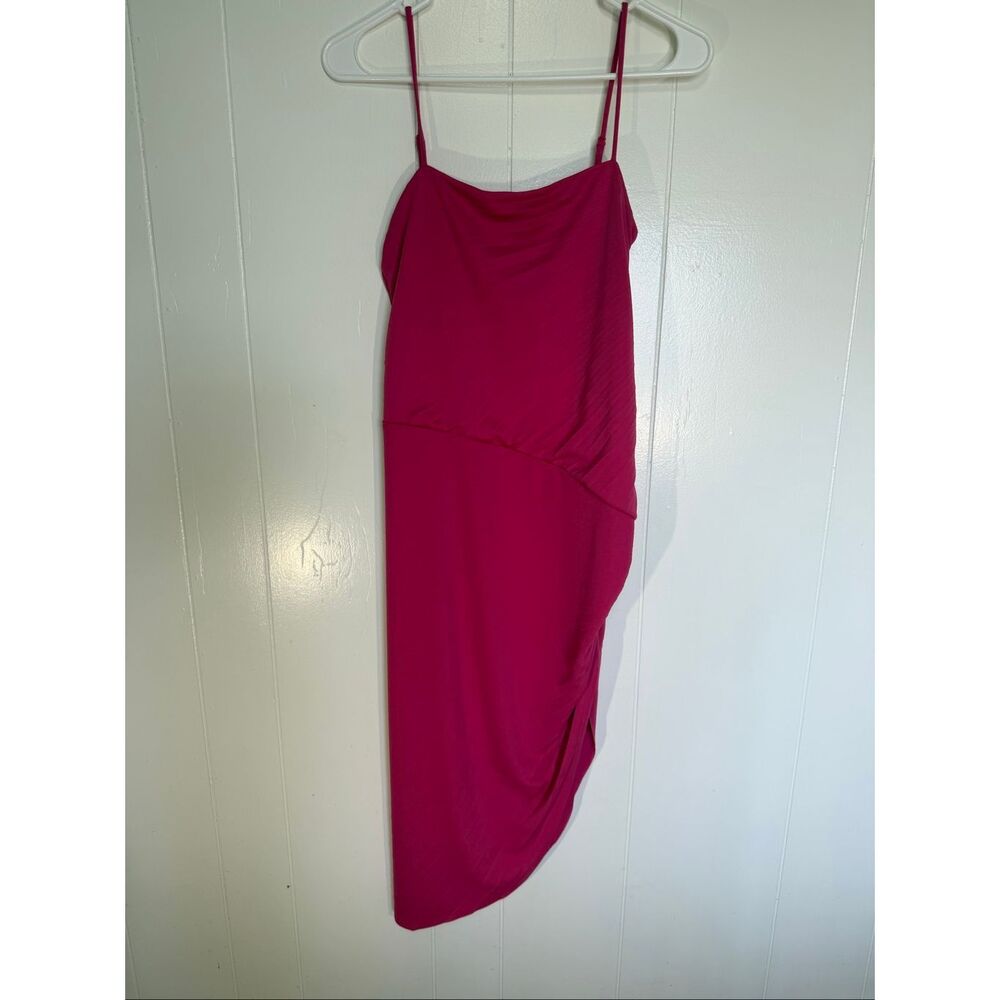 Halston Heritage asymmetrical ruched pink dress 6